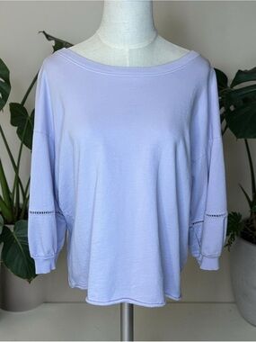 Michael Stars Lavender Cotton Sweatshirt USA Coastal Grandma Quiet Luxury Small